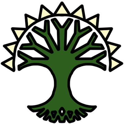 Emblem of the Selesnya Conclave, the green and white guild, from Magic: the Gathering.